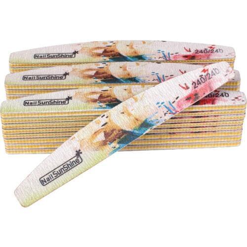 50pcs New plastic Sandpaper Nail Buffer Nail File 240/240 Nail Art Sanding Buffer Block Colorful Flower Grinding Polishing File