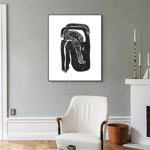 Abstract Women Body Wall Art Poster Line Drawing Art Print Black Figure Drawing Canvas Painting Nordic Picture Living Room Decor
