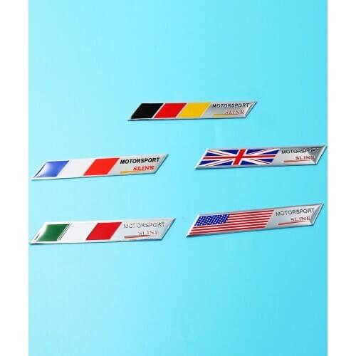 Car Decals 3D Auto Sticker Side Fender United Kingdom UK Germany United States US France Italy Flag Badge Emblem Decal