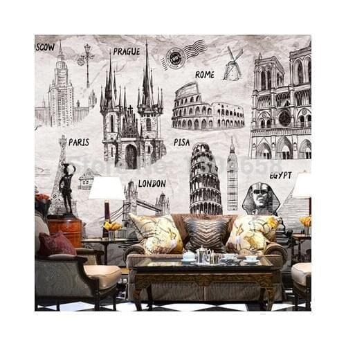 Free shipping custom modern 3D murals and style manual building TV KTV Coffee Hall Hotel background wall wallpaper