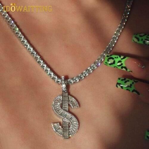 New Design 5mm CZ Tennis Chain 5A Cubic Zirconia Iced Out Bling Hiphop Women Men Jewelry Box Chain Money Dollar Pendant Necklace
