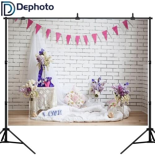 Dephoto Photo Background Brick Wall Wedding Flowers Valentines Day Child Photography Backdrop Photocall Photo Studio props