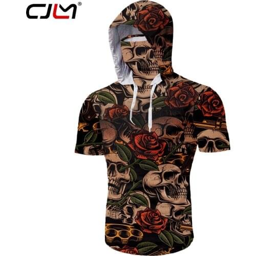 CJLM Custom Ninja Short Sleeve Printed Skull Rose 3D Mask T-shirt Male Hip Hop Gothic Casual T-shirt 5XL China Direct Wholesale