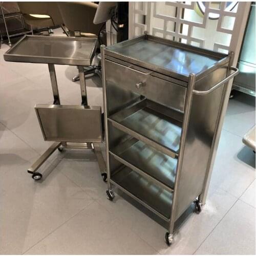 Customized new high-end hairdressing car stainless steel tool car hair salon special handcart perm nail tool car beauty car
