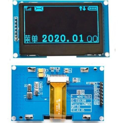 2.42 inch 7PIN SPI White/Green/Yellow/Blue OLED Screen SSD1309 Drive IC 128*64