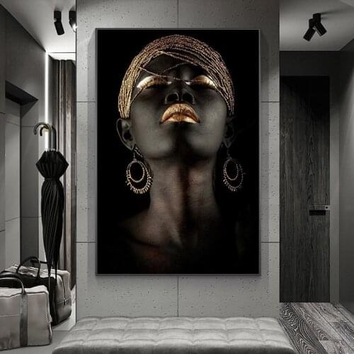 African Women Oil Paintings Print On Canvas Art Prints Black Girl With Golden Earrings Canvas Art Pictures Home Wall Decoration