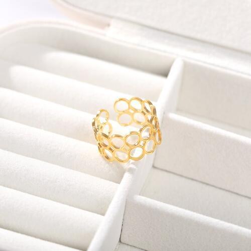 New to Circle Ring Golden Rose Gold Stainless Steel Ring Irregular Adjustable Ring Birthday Gift Minimalist Jewelry