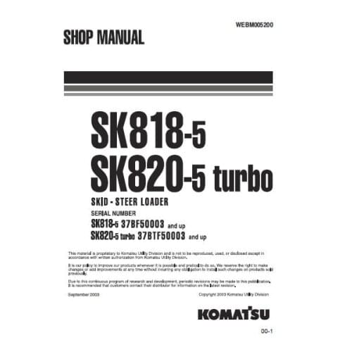 Komatsu Skid Steer Loaders Shop Manual (ALL)