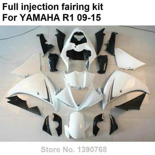 Injection molded free customize fairing kit for Yamaha YZFR1 09 10 11 12 13 14 15 white black fairings YZFR1 2009-2015 BN08