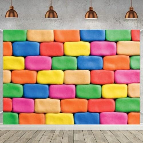 Colorful Plasticine Brick Wall Photo Background Newborn Baby Shower Kids Portrait Birthday Party Backdrop Children Bedroom Decor