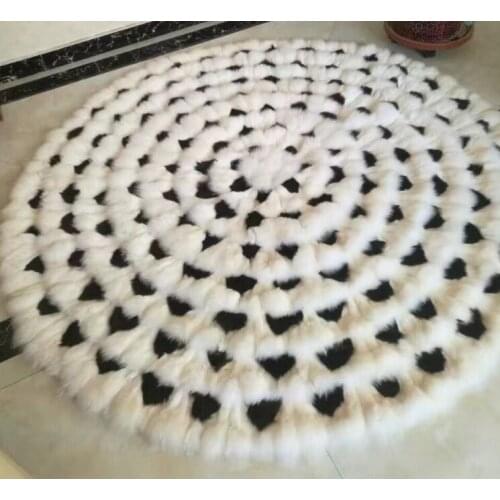 Round Fox Fur Bedside Carpet Room Bay Window Mat Decoration Rug Girl Cute Living Room Carpet Sofa Coffee Table Non-Slip Mat