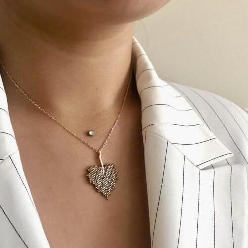 Leaf 925 Sterling Silver Necklace Women Girls Gift Jewelry Accessories Fashion Handmade Elegant Chain