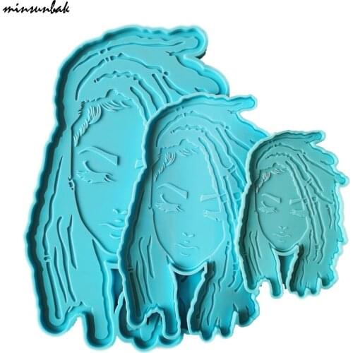 Minsunbak 3 Sizes Dread Locs Woman Tray Mold, Coaster Mold, Dreads Woman Coaster Mold, Loc Woman Mold, Afro Women Tray Mold