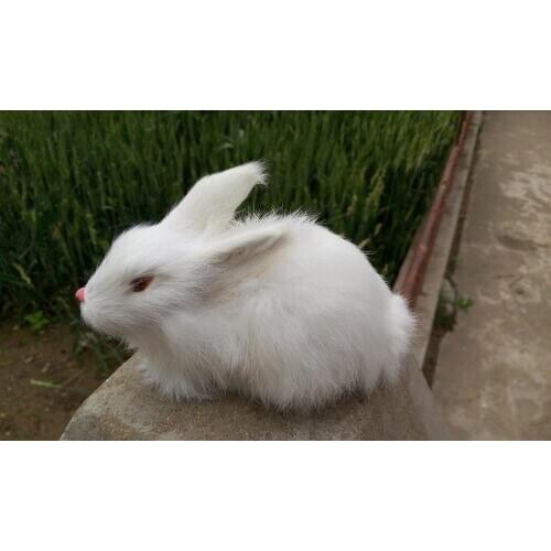 Simulation white prone rabbit model,polyethylene&furs 18x10cm toy,home decoration toy Xmas gift w4234