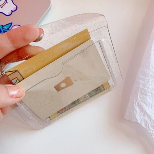 Fashion Women Transparent PVC Credit Card Holder Case Bus Bank Cards Organizer