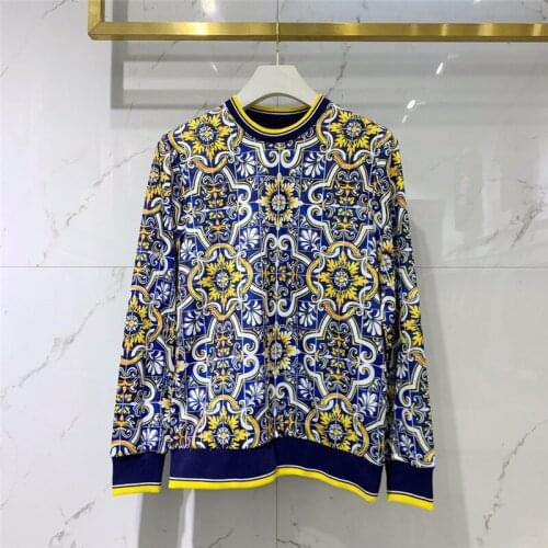 Europe Hot fashion Men/womens floral print O-neck hoodie tops High quality vintage Men sweatshirts C458