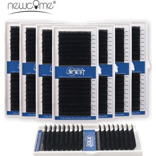NEWCOME 10 Trays 16 Lines 3D Volume False Mink Eyelash Extension Individual Silk Korea Eye Lashes Professional Eye Makeup Tools