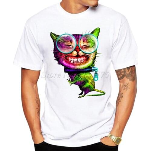 2019 New Arrivals Fashion impersonation Cat Design Mens T Shirt Boy Cool Tops Hipster Printed Summer T-shirt