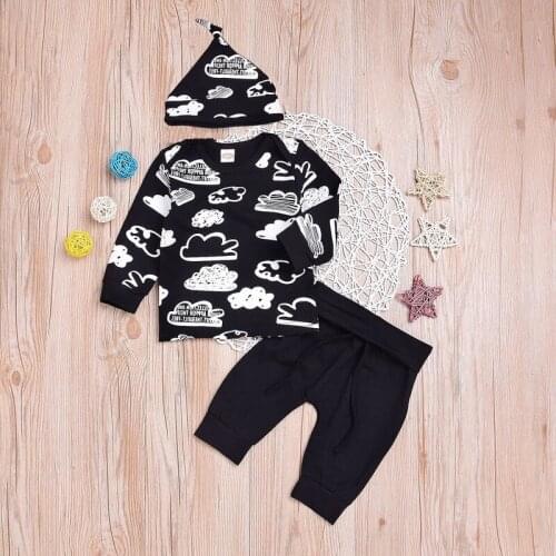 Baby Boy Clothes Baby Girl Clothing Sets Newborn Cotton Printed Long Sleeved T-shirt+pants+cap Kids 3pcs Suit baby girl clothes
