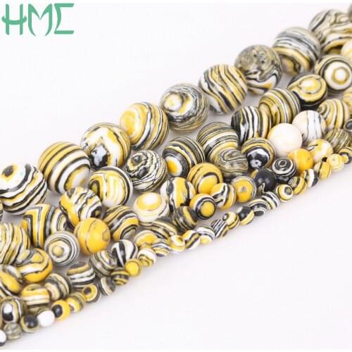 Wholesale 4MM8MM Synthetic Yellow Malachite Stone Beads High Quality For DIY Bracelet Necklace Jewelry Making Pick Size