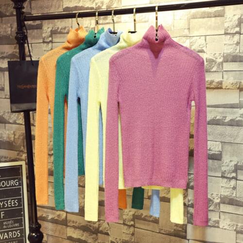 Autumn and winter new style Korean style Western fashion mohair base sweater women high neck long-sleeved solid color sweater