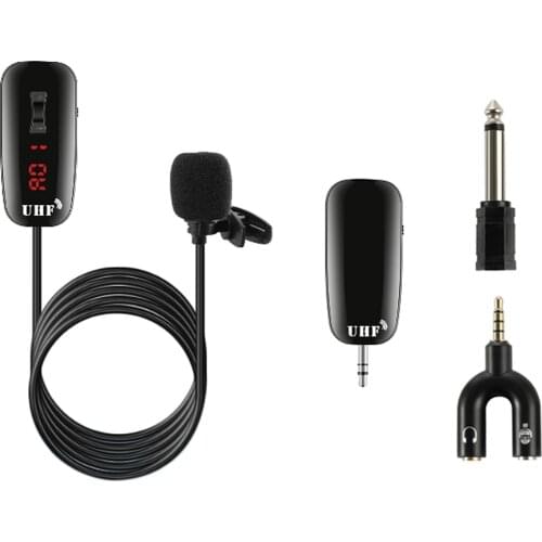 UHF Wireless Lavalier Microphone Lavalier Lapel 50M HD Sound Interview Mic Voice Recording Mic for iPhone Android Phone