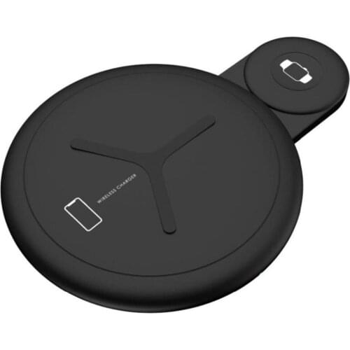 SOONHUA Portable Qi Wireless Fast Charger 2 In 1 Wireless Charger Pad Charging Station With Breathing Light For Watch Smartphone