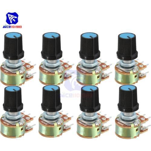 5 PCS/Lot Potentiometer Resistor 1K 2K 5K 10K 20K 50K 100K 500K Ohm 6 Pin Linear Taper Rotary Potentiometer for Arduino with Cap