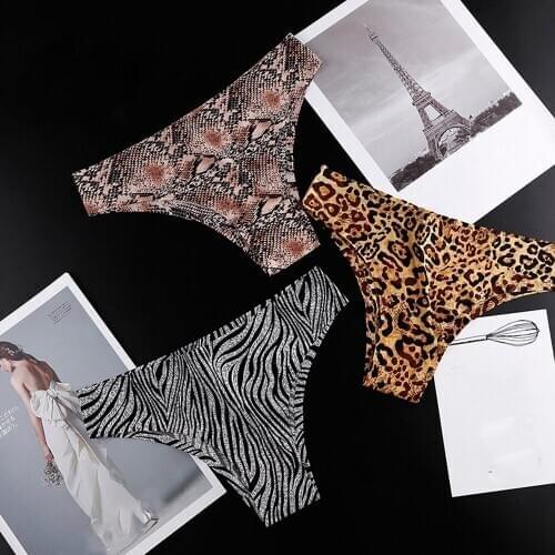 Sexy Panties Women Lingerie Seamless Underwear High Quality Print Tangas Low-rise Lingerie Ice Silk Intimate Brief Striped Panty