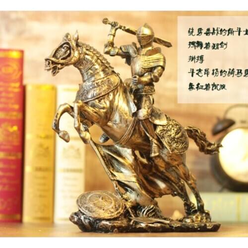 Medieval knight armor model Retro Roman warrior creative bar features a craft knight warhorse products figure Sculpture statue