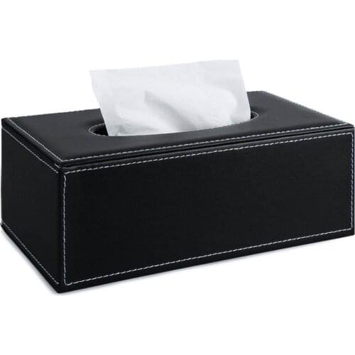 Vintage Tissue Paper Storage Box Wood/ PU Leather Table Napkin Case Cover Holder for Home Car Shop Cafe