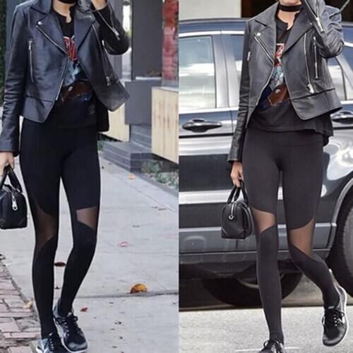 Women Leggings Sexy Mesh Patchwork Female Leggins Sexy Slim Elastic Women Yoga Pants Sports Fitness Running Yoga Pants