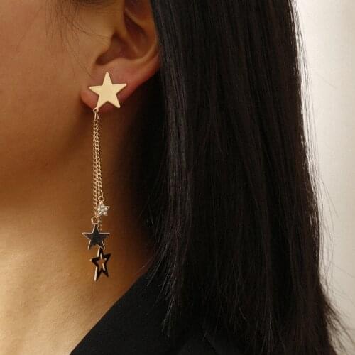 Find Me Simple Stars Long Tassel Dangle Alloy Rhinestone Drop Earrings For Women New Fashion Accessories