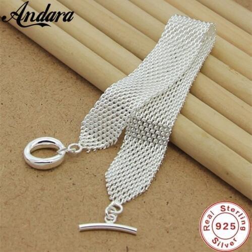 New 2019 Trendy 925 Sterling Silver Heart Love Wrist Strap Bracelet For Women Silver Charm Bracelet Fashion Jewelry