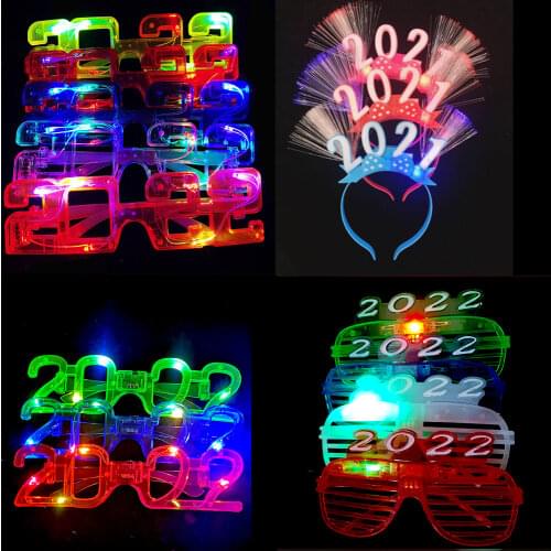 LED Neon Party 2021 Blinds Blinking Led Glasses Light Eye Mask Head Wear Headband New Year Carnival Toy Led Glasses Gift