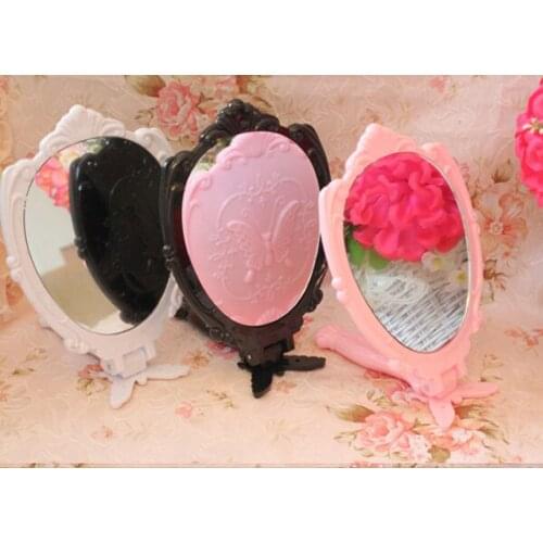 100X Black Vintage Butterfly Plastic Cosmetic Mirror Girl Makeup Mirror Girl Size 7.3cm*13cm