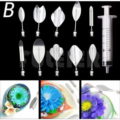 11pcs/set 3D Jelly Flower Art Tools Kitchen Gadgets stainless steel Nozzle Syringe gelatin tools cake decoration pastry tools