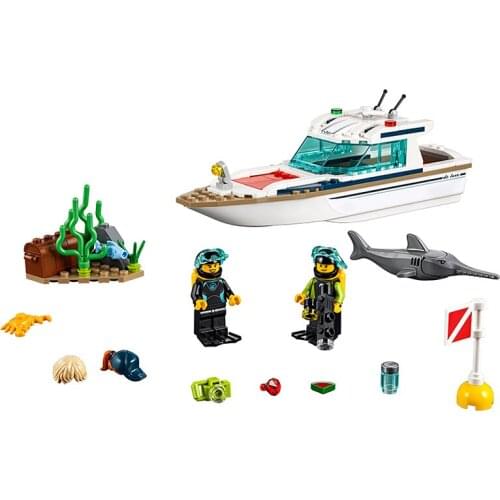 11221 City Series Sunshine Diving Yacht 60221 Childrens Building Block Toy Gifts