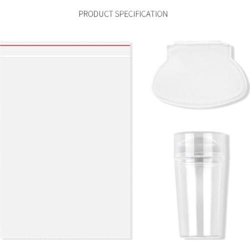 2 PCS/Set Nail Stamp Scraper Templates Jelly Pure Clear Silicone Image Plate Clear Head Crystal White Handle Nail Art Tools