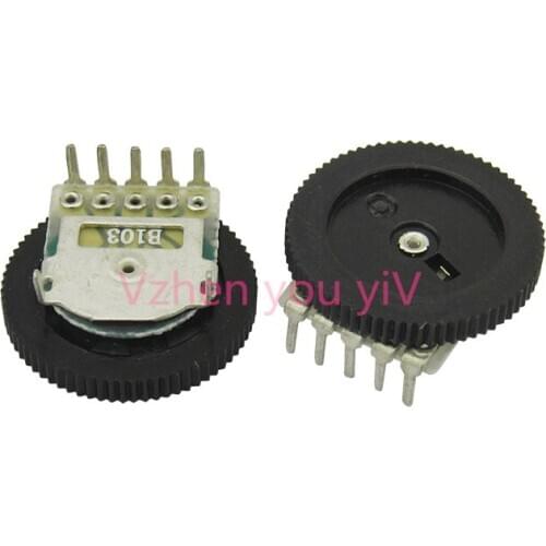 20pcs/B103 10K single 16*2MM 5 foot dial potentiometer potentiometer gear volume switch machine