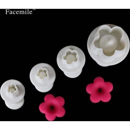 4pcs/set Fondant Cake Cutter Mold Decorating Plunger Sugarcraft Cutter Baking Tools 01063 Gift