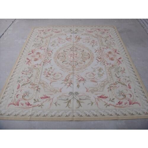 Free shipping 18.5'x26.3' Aubusson woolen carpe aubusson design area carpet hand woven woolen rug