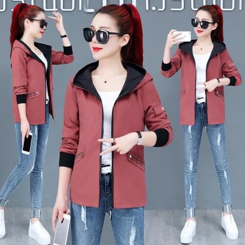 Baseball Uniform Womens Jacket Lined Hooded Casual Short Jacket Korea Spring Autumn Zipper Coat Female Tooling Outwear K1061