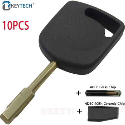 OkeyTech Car Key Shell Case Cover For Ford Focus Mondeo KA Fiesta Escort Jaguar XJ8 Transit Connect With 4D60 Chip Uncut Blade