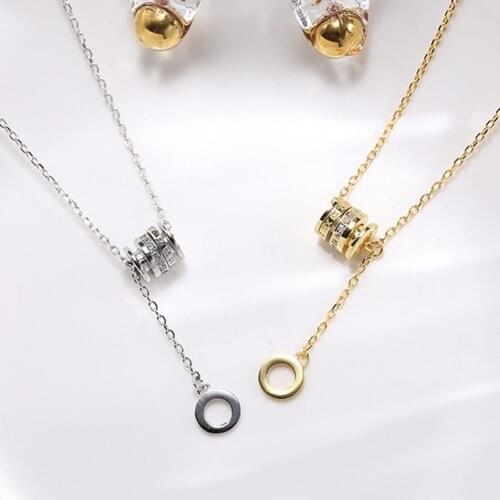 Female Roman Numeral Cylindrical Necklace Cylinder Skin-friendly Silver Plated Especial Neck Pendant Jewelry for Dating Cold Win