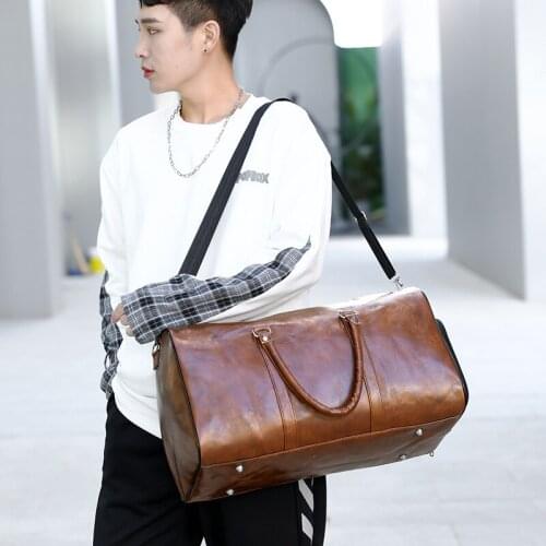 Business Suitcase Soft Leather Travel Duffels Shoulder Bags High Capacity Travel Bag Luggage Unisex Leisure Fitness Weekend Bag