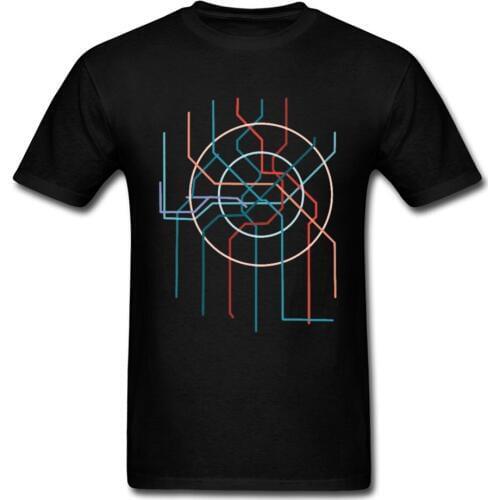 Geek T-shirt Men Black T Shirt Programmer Funky Tshirt Lines Geometric Simple Design Tops & Tees 100% Cotton Streetwear Clothes