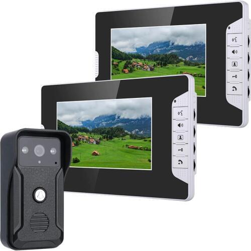 GAMWTER 7"Video Door Intercom 2 Indoor Monitor Interphone For Villa Private Home Security Home Security Video Doorphone Doorbell