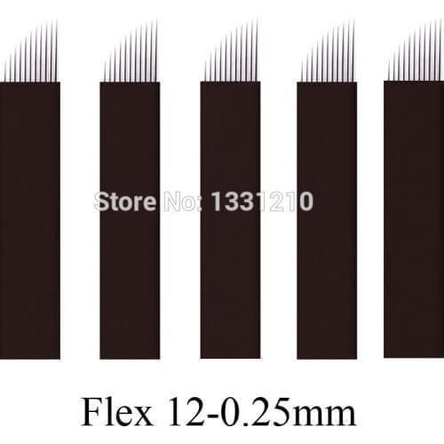 Black Flex 12 Pontas 0.25mm Nano Tattoo Needles Microblading Needle Blade Permanent Makeup Eyebrow Eyebrow tebori agulhas
