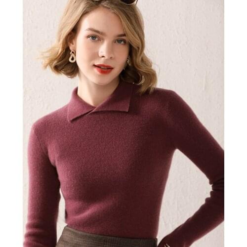Cashmere sweater womens knitted sweater 100% wool knitted pullover long-sleeved womens sweater loose plus size womens top